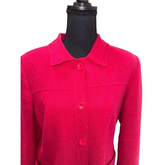 Tribeca Studio Red Blazer Jacket Sz 14 Linen Cotton Blend Sustainable Officewear - Picture 4 of 9